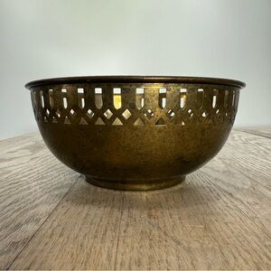 Vintage Ornate Brass Bowl Cut Out Design